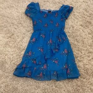 Lilt Blue Floral Ruffle Kids Dress